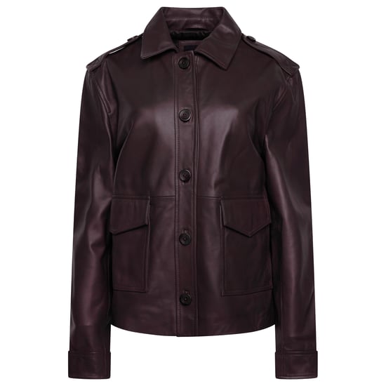 Barneys Originals Real Leather Utility Jacket In Burgundy