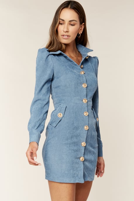 Corduroy Mini Shirt Dress - Image 2
