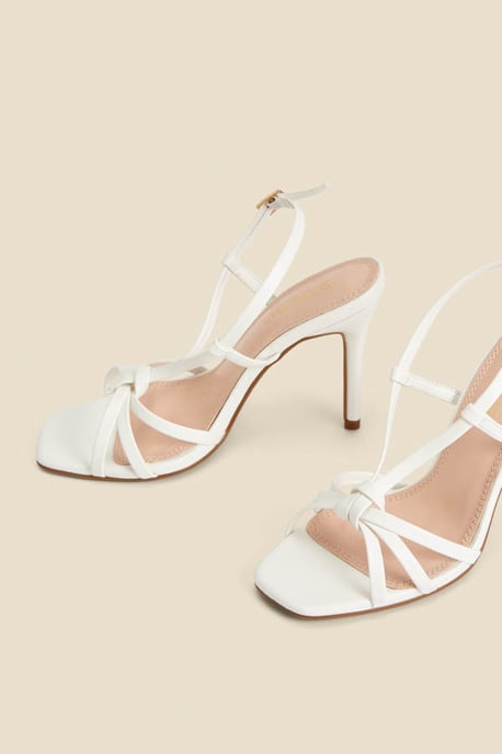 White Strappy Square Toe Sandals