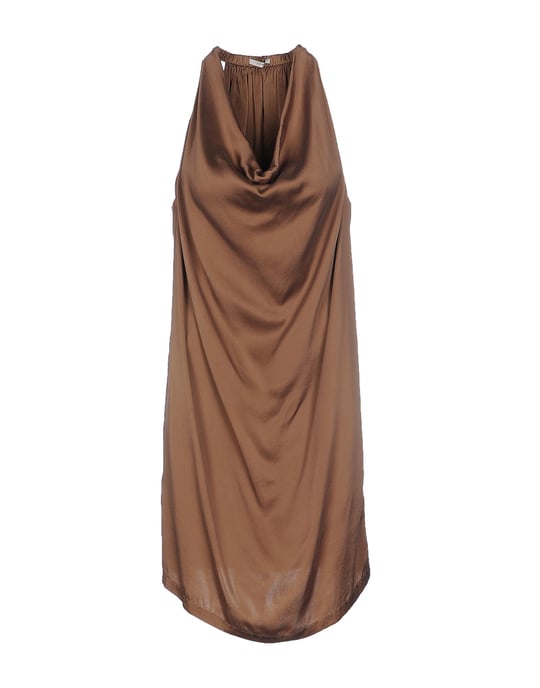 Alpha Studio Camel Silk Draped Dress