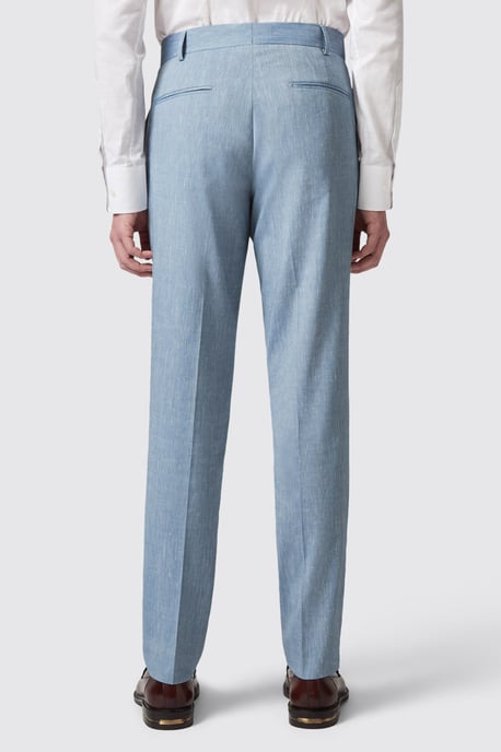 Looten Slim Fit Blue Linen Trousers