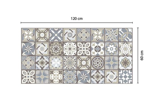 Limestone Spanish Tiles Vinyl Rug Mat 120cm x 60 cm Floor Mats, Floor Rugs