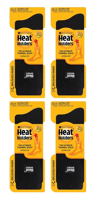 Heat Holders Ultra Lite - 4 Pair Multipack Ladies Thermal Socks | Ultra Thin Warm Socks for Dress Socks in Winter - Black - Image 2