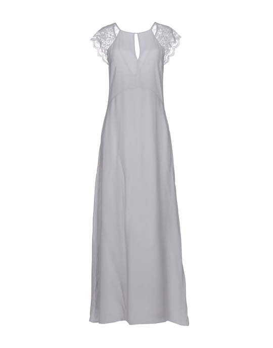 Patrizia Pepe Sera Light Grey Silk Full Length Dress With Lace Detail