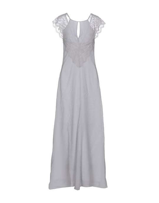 Patrizia Pepe Sera Light Grey Silk Full Length Dress With Lace Detail