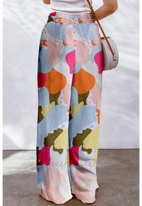 Women's Color Palette Print Wide Leg Pants in Multicolor - Image 5