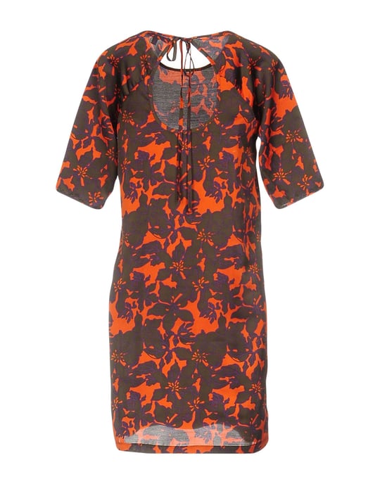 Pepe Jeans Orange Floral Design Short Sleeve Dress