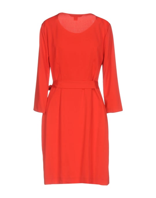 Diane Von Furstenberg Red Silk Draped Long Sleeve Dress
