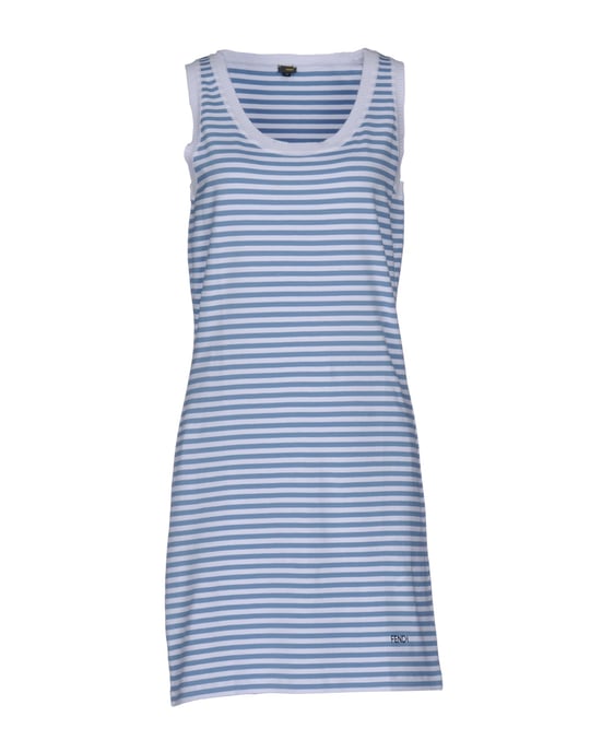 Fendi Azure Stripe Cotton Sleeveless Dress