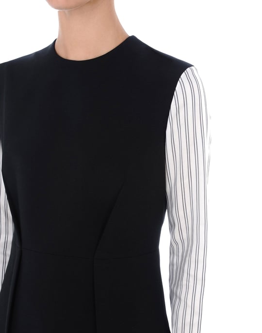 Jil Sander Black Crepe Long Sleeve Dress