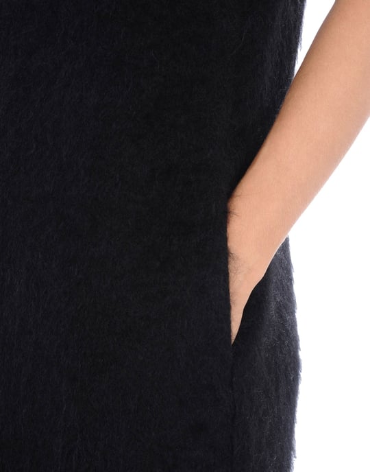Jil Sander Black Mohair Wool Short Sleeve Dress