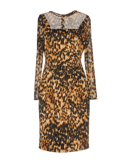 Karen Millen Sand Leopard Print Long Sleeve Dress