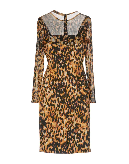 Karen Millen Sand Leopard Print Long Sleeve Dress