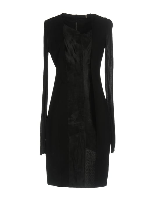 Elie Tahari Black Jersey And Leather Long Sleeve Dress
