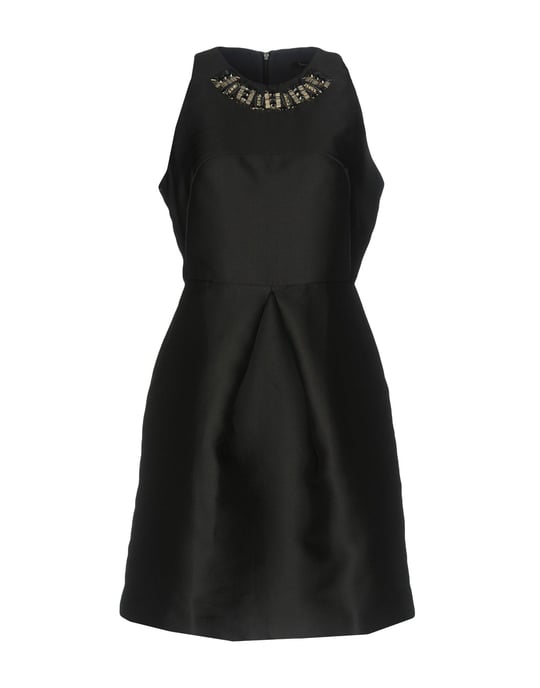 Tara Jarmon Black Satin Embellished Sleeveless Dress