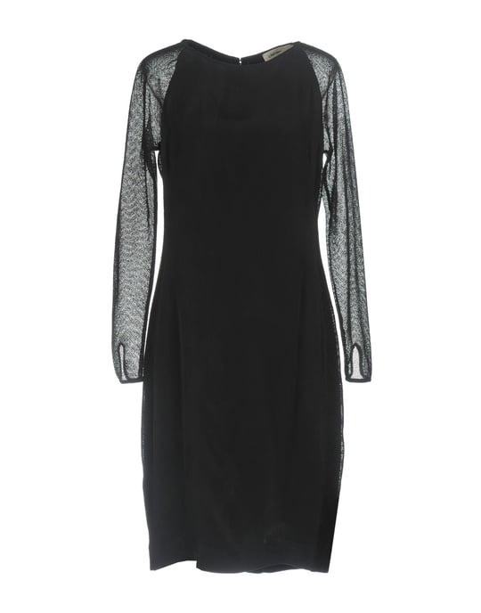 L'Agence Black Silk Knit Long Sleeve Dress