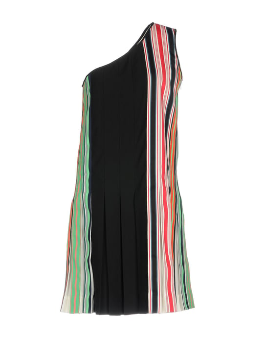 Diane Von Furstenberg Black Stripe One Shoulder Dress