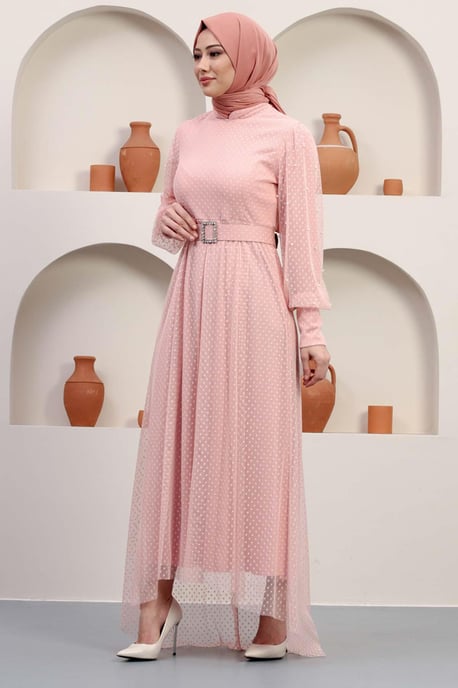 ElbiseKemeri Tulle Evening Dress with Stone Embellishments
