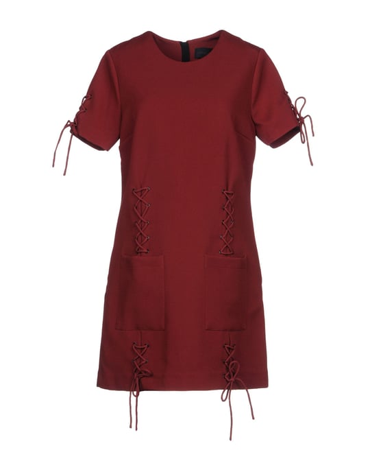 Kendall + Kylie Maroon Crepe Short Sleeve Dress