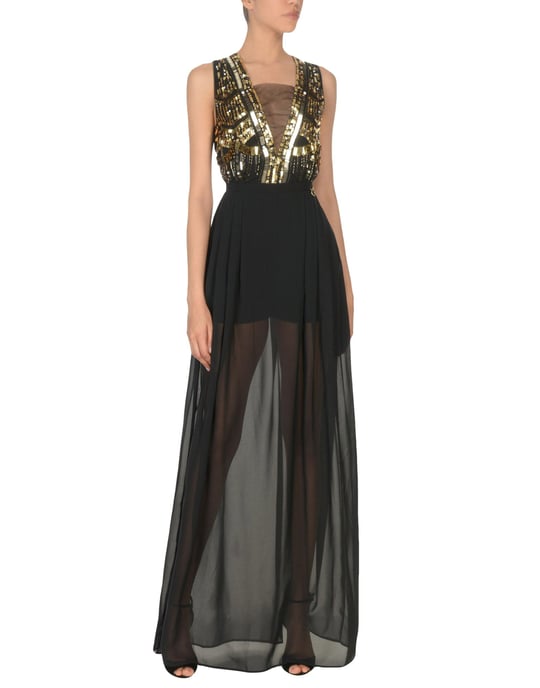 Mangano Black Chiffon Full Length Dress