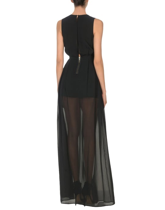 Mangano Black Chiffon Full Length Dress