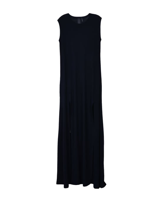 Norma Kamali Dark Blue Belted Jersey Dress