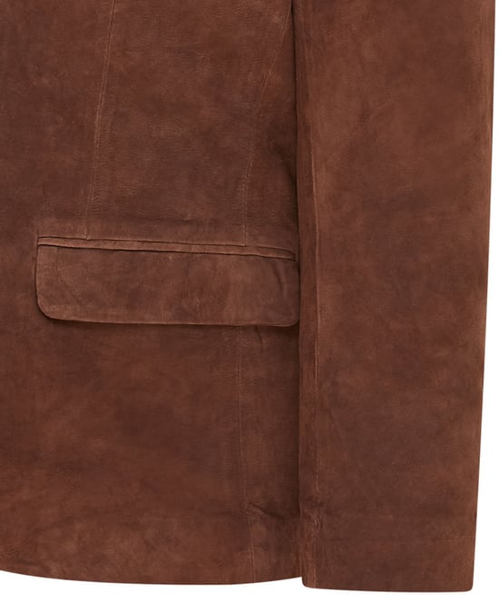 Mens Brown Slim Goat Suede Italian Blazer Jacket-Somero