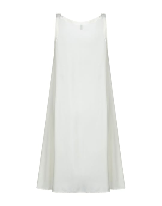 European Culture Ivory Satin Trapeze Style Dress