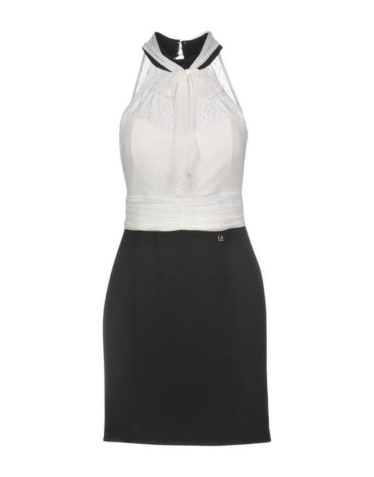 Mangano Monochrome Lace Short Dress
