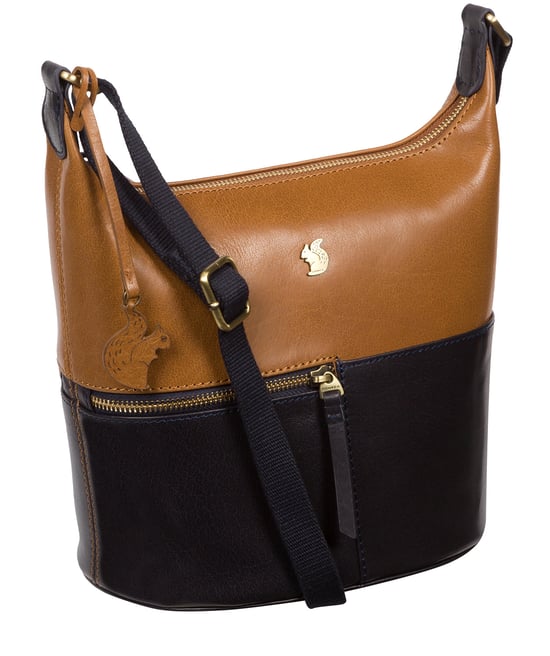 Little Kristin' Navy & Dark Tan Leather Shoulder Bag