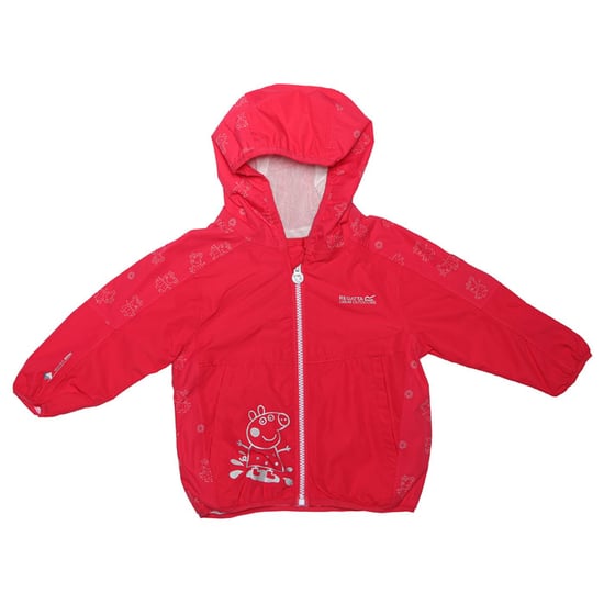 Girl's Regatta Baby Peppa Pig Reflective Waterproof Hooded Jacket in Pink - Image 3