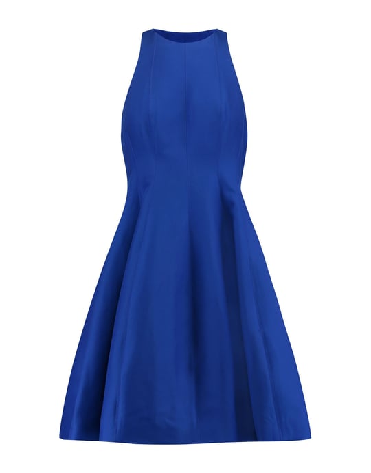 Halston Blue Cotton Flared Style Dress