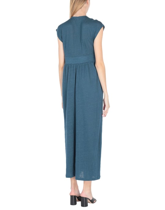 Sun 68 Deep Jade Linen Short Sleeve Dress