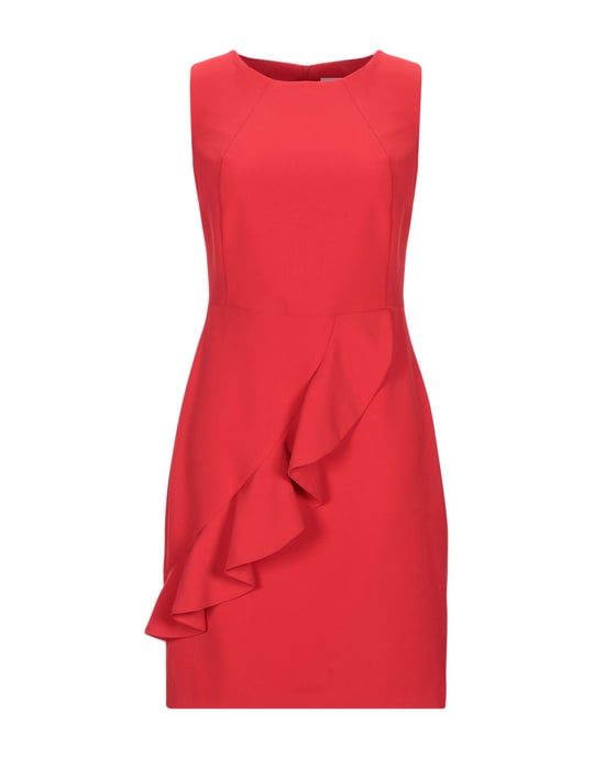 Blugirl Blumarine Red Crepe Ruffle Sleeveless Dress