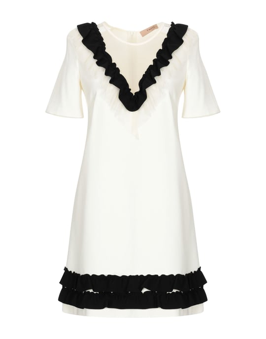 Twinset Ivory Ruffle Detail Trapeze Style Dress
