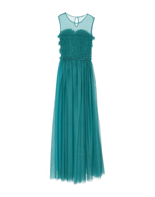 P.A.R.O.S.H. Deep Jade Tulle Full Length Dress