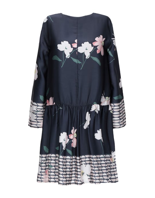 Rue 8Isquit Dark Blue Floral Print Long Sleeve Dress