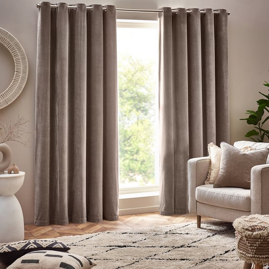 Yard Heavy Chenille Room Darkening Eyelet Curtains - Image 1