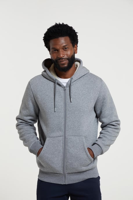 Mountain Warehouse Mens Dalton Borg Lined Full Zip Hoodie (Grey)