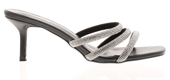 Womens Heeled Mule Sandals Diamante Mia Slip On black