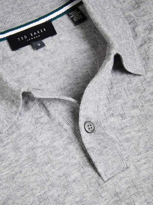 Ted Baker gebreid heren poloshirt met lange mouwen - Morar - Image 4