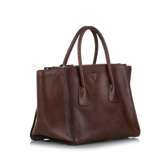 Vintage Prada Twin Pocket Leather Satchel Brown - Image 2
