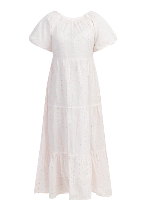 Mymo Maxi jurk Dames Wit roze oranje stippen - Image 1