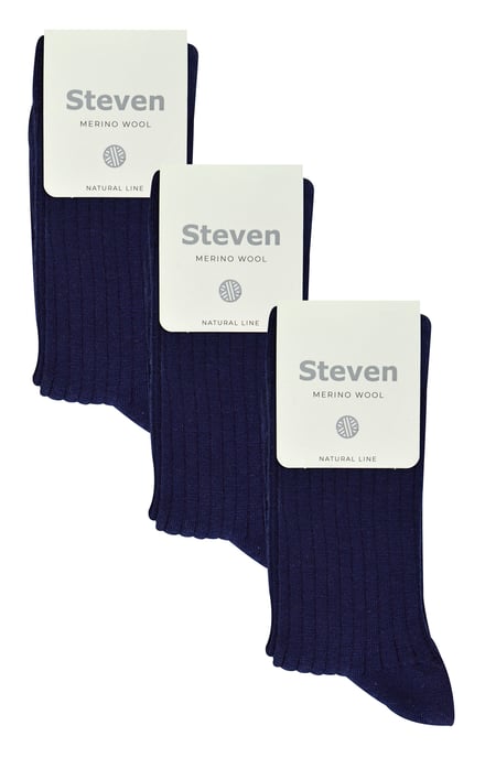 3 Pairs Ladies Original Merino Wool Socks | Steven | Breathable Thick Warm Boot Socks - Navy Blue - Image 2