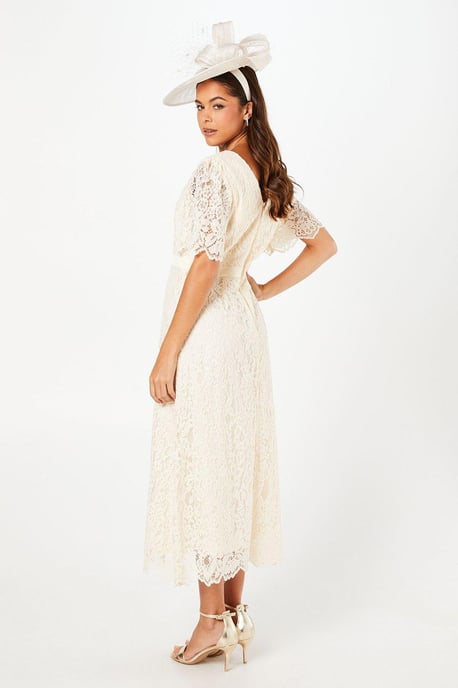 Lace Angel Sleeve Midi Dress
