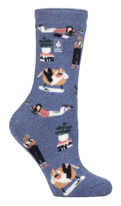 Dam Fun Hobby Socks | Heat Holders Lite | Novelty Winter Fleece Lined Thermal Socks - Book Worm - Image 1