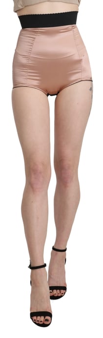Dolce & Gabbana Women's Beige Silk High Waist Mini Hot Pants Shorts