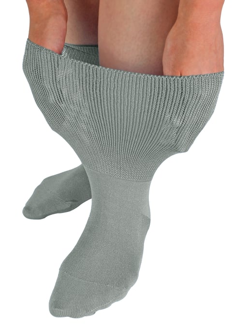 Extra Wide Bamboo Oedema Socks | Dr.Socks | Mens & Ladies | Socks for Swollen Feet Ankles Legs & Diabetics - Grey - Image 1
