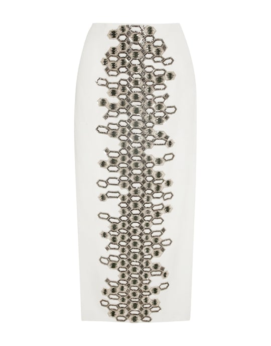 Wes Gordon White Crepe Skirt