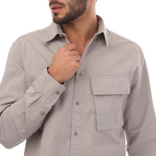 Men's Belstaff Garment Dye Cotton Scale Shirt in Grey